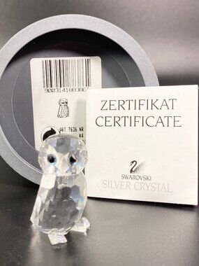 RARE  !! Swarovski Silver Crystal Owlet Owl 1.5" Figurine  w Box + COA
